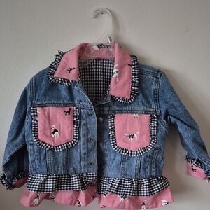 New • One Of A Kind Bling Poodle Denim Jacket